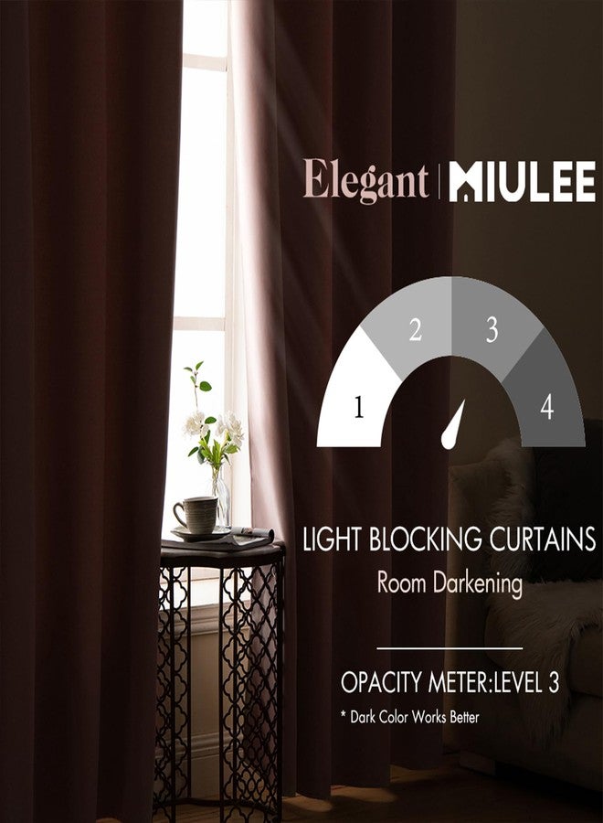 MIULEE Room Darkening Curtains Thermal Insulated Drapes Solid Window Treatment Set Grommet Top Light Blocking Blackout Curtain for Living Room/Bedroom 2 Panels 42 x 63 inch Baby Pink - Image 2