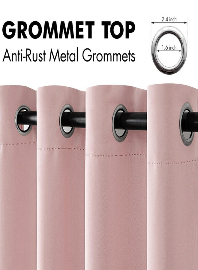 MIULEE Room Darkening Curtains Thermal Insulated Drapes Solid Window Treatment Set Grommet Top Light Blocking Blackout Curtain for Living Room/Bedroom 2 Panels 42 x 63 inch Baby Pink - Image 4