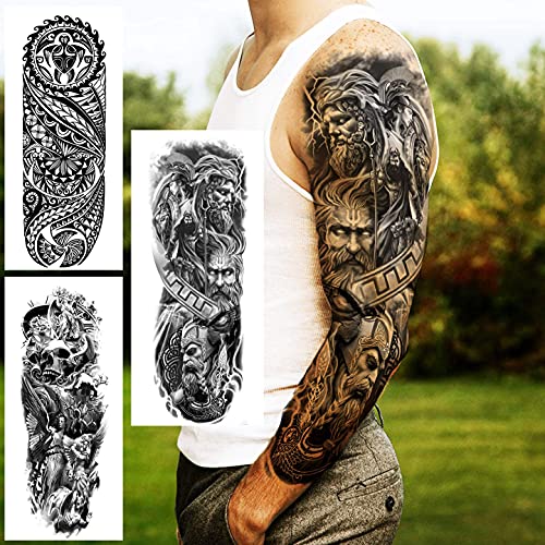 VANTATY 20 Sheets Extra Large Full Arm Temporary Tattoos For Men Adults, Tiger Snake Leopard Lion King Temporary Tattoos Sleeve For Women, Temp Waterproof Fake Tattoo Stickers For Kids Warrior Tatoos - Image 5