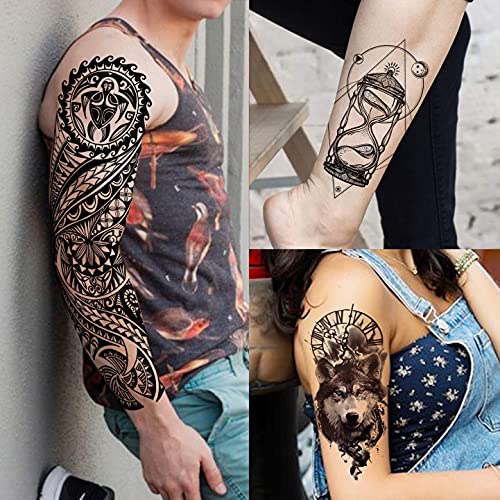 VANTATY 20 Sheets Extra Large Full Arm Temporary Tattoos For Men Adults, Tiger Snake Leopard Lion King Temporary Tattoos Sleeve For Women, Temp Waterproof Fake Tattoo Stickers For Kids Warrior Tatoos - Image 3