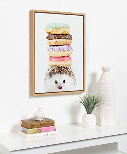 DesignOvation Sylvie Hedgehog Donuts Framed Canvas Wall Art by Amy Peterson, 18x24 Natural, Cute Baby Animal Portrait for Living Room, Bedroom, Or Nursery - Image 4