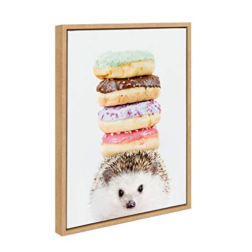 DesignOvation Sylvie Hedgehog Donuts Framed Canvas Wall Art by Amy Peterson, 18x24 Natural, Cute Baby Animal Portrait for Living Room, Bedroom, Or Nursery - Image 2