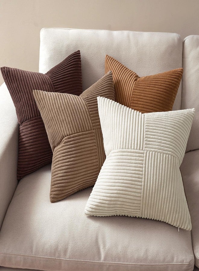 ميولي أغطية وسائد MIULEE بنية اللون، مقاس 18×18 بوصة، طقم من 4 قطع، بنمط بوهيمي ريفي، أغطية وسائد مخملية متدرجة الألوان، مزودة بسحاب مخفي، ديكور منزلي مرقع من المخمل، مناسب للأريكة وغرفة النوم - Image 3