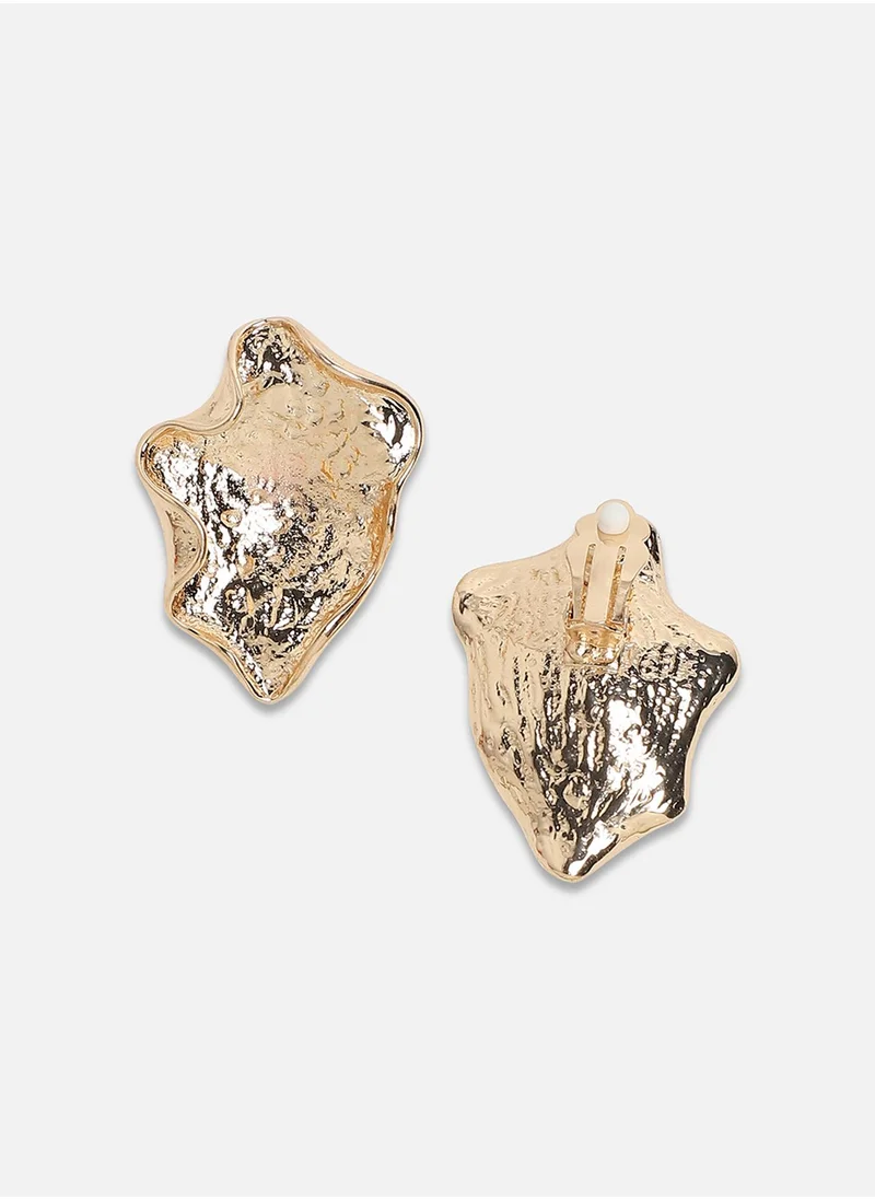 SOHI Metallic Wave Stud Earrings