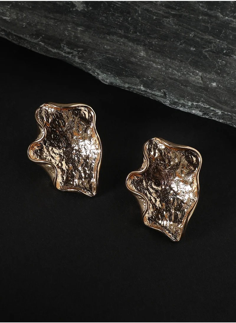 SOHI Metallic Wave Stud Earrings