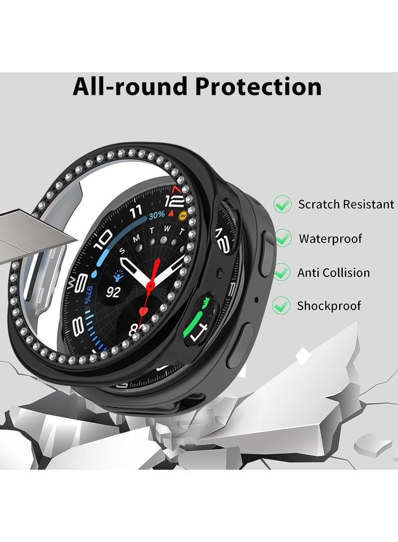 SYOSI Watch Case for Galaxy Watch 8 44mm, Bling Frame Protective Case, Sparkly Diamond Cover for Women and Girls, Silver and Black Watches Frame Cover, Galaxy Watch 8 Accessories (2 Pack) - Image 5