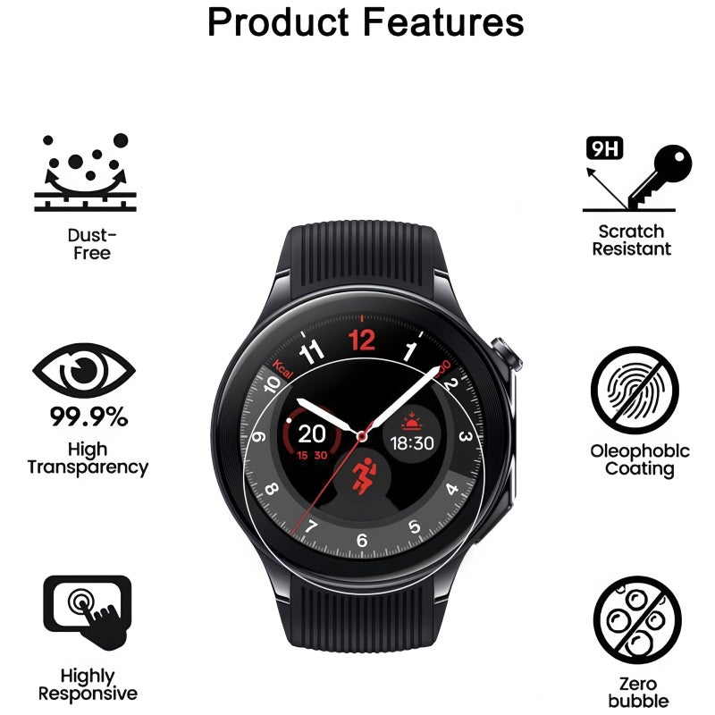 2 Pack 9H Tempered Glass Screen Protector for OnePlus Watch 2 and 3 - Image 2