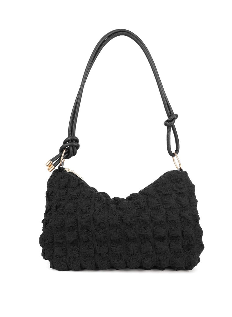 Excefore Shoulder Bags, Women Fashion Handbags, Handbag Single Shoulder Bag, Practical and Stain Resistant Black Plaid Design for Work, School, Shopping, Travel, Black - Image 1