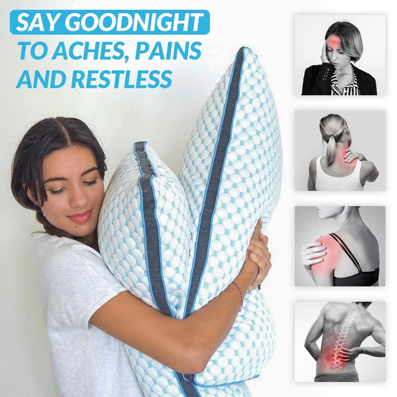 THE COLDEST WATER The Coldest Pillow - Adjustable Fill, Washable Cover, and Best for Breathable Cool While Sleeping -Premium (Queen) - Image 3