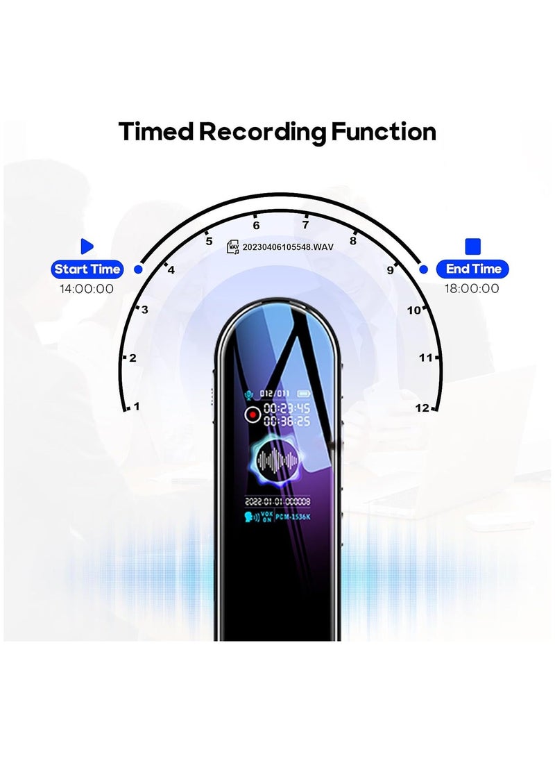 DMG TECH 32GB Digital Voice Recorder with Playback, 1536Kbps Digital Recorder for Lectures Meetings, Type-C Charging Tape Recorder 580 Hour Audio Recorder, Password, Timed Recording, MP3 Player  - Image 4