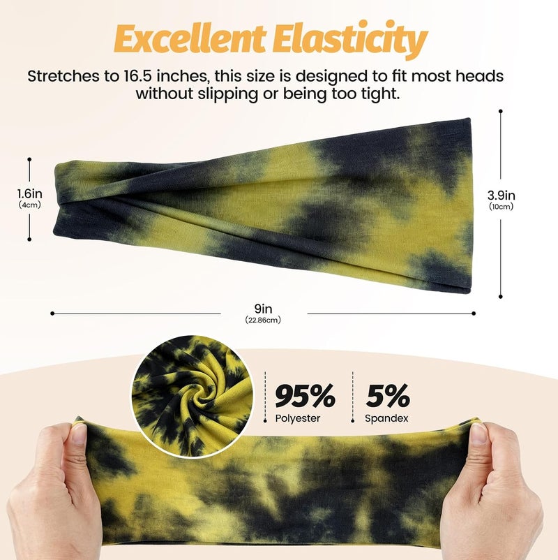 HSEM Stable domestic stock Headbands for Women - 6 Pack Wide Elastic Hair Bands | Stretchy Sweatbands Hair Bands | Soft Sports Thin Head Bands | Non-Slip Accessories Bands for Fashion, Washing Face, Workouts, Yoga, Daily Use Pop-area nearby warehouse - Image 2
