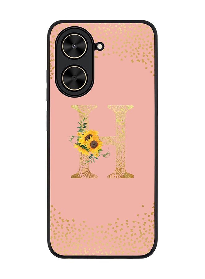 Stylizedd For Xiaomi Poco C71 / Redmi A5 4G Case,Slim fit Camera Protection, Shockproof Thin Phone cover  - Custom Floral Monogram - H  (Rose Pink )
