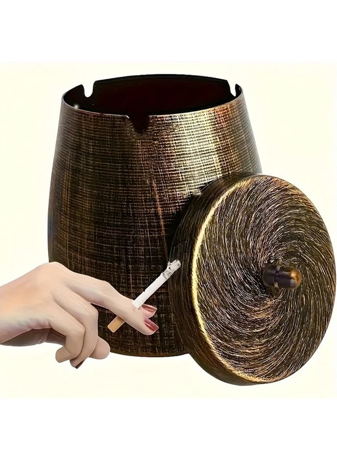 Outdoor Metal Ashtray With Lid Windproof Rainproof Non Slip Base 1pc - Image 2