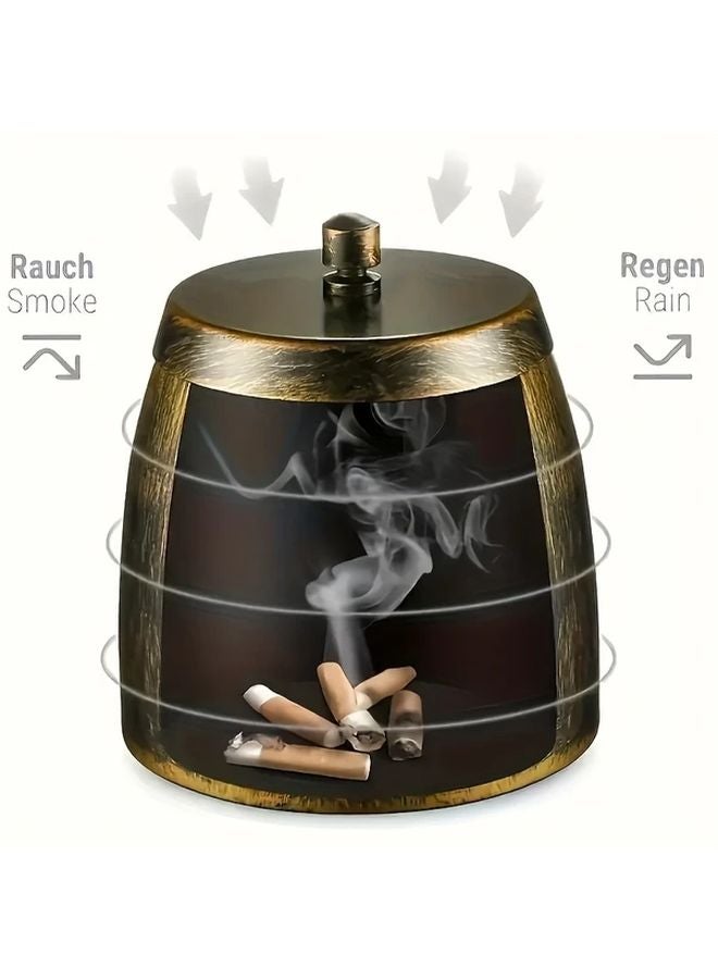 Outdoor Metal Ashtray With Lid Windproof Rainproof Non Slip Base 1pc - Image 5
