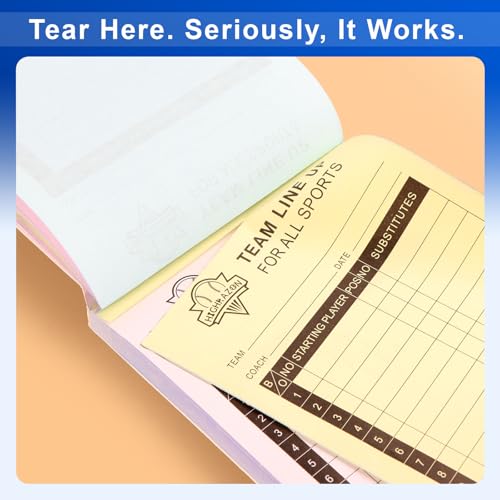 HIGHRAZON Baseball Softball Lineup Cards, 40 Games 160 Sheets (4 Part Carbonless Copies), Lineup Cards 16 Player Roster Sheets with Tearing Line, Line up Sheets for Coaches - Image 4
