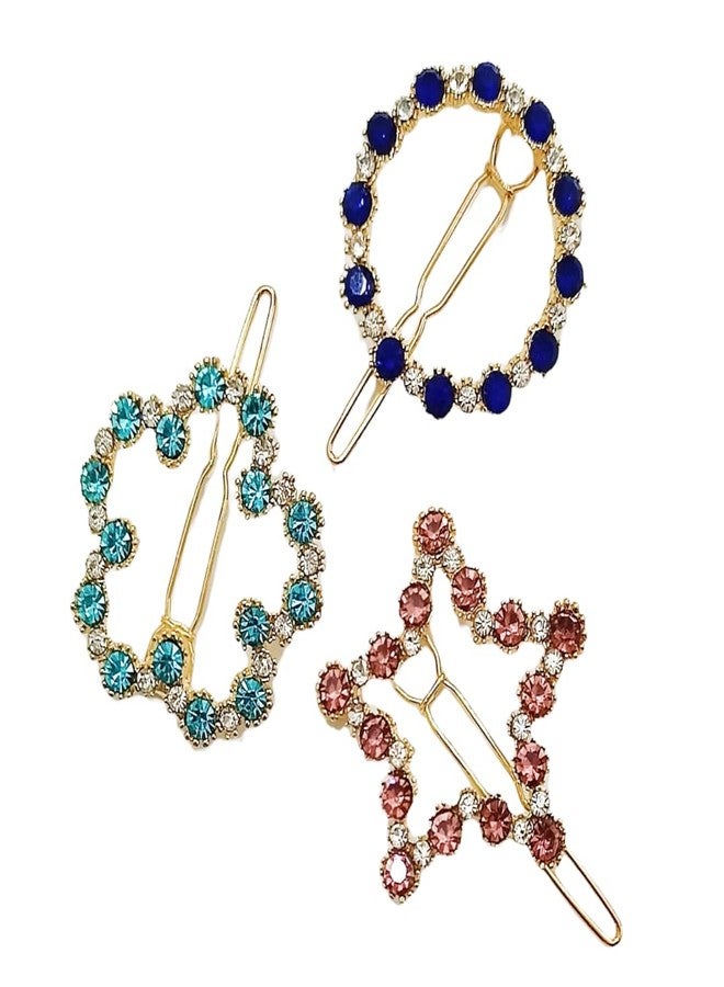 HOMEMATES 6 Pcs Hair Pin for Women rhinestone Crystal Hair Pins for Girls Women Hair Pin Hair Clip Fancy Jewellery Lock Pin Hair Accessories Multicolor - Image 3
