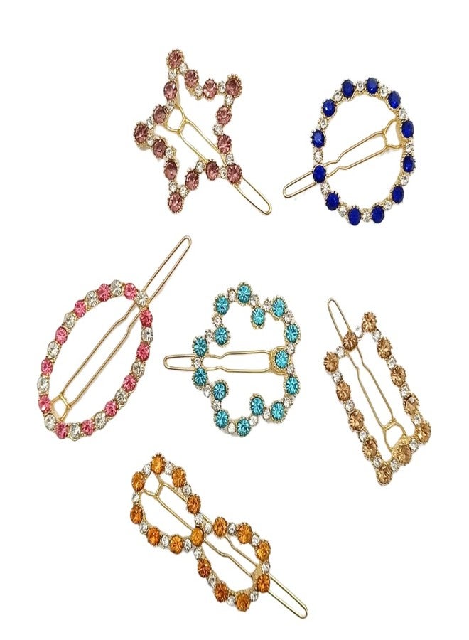 HOMEMATES 6 Pcs Hair Pin for Women rhinestone Crystal Hair Pins for Girls Women Hair Pin Hair Clip Fancy Jewellery Lock Pin Hair Accessories Multicolor - Image 2