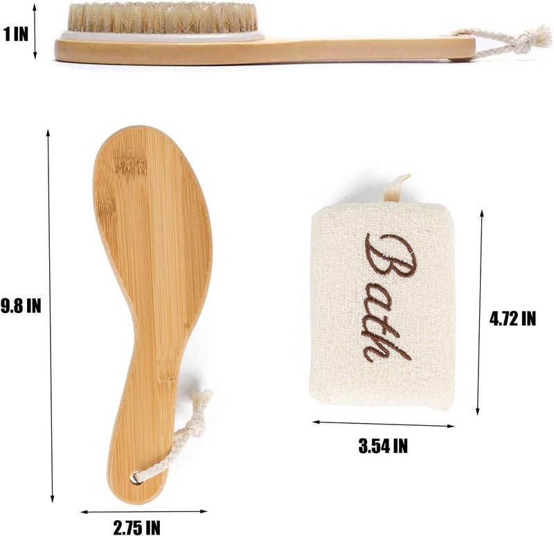 Agirlvct Dry Body BrushBamboo Handle with Natural Boar Bristle Exfoliating Shower BrushDetoxifying Body Exfoliator for Skin RenewalBrushing Tool for Gentle Detox SpaLike ExfoliationSweeps Away Dead Skin - Image 5