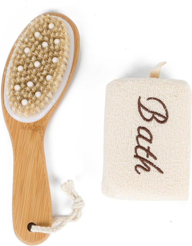 Agirlvct Dry Body BrushBamboo Handle with Natural Boar Bristle Exfoliating Shower BrushDetoxifying Body Exfoliator for Skin RenewalBrushing Tool for Gentle Detox SpaLike ExfoliationSweeps Away Dead Skin - Image 1