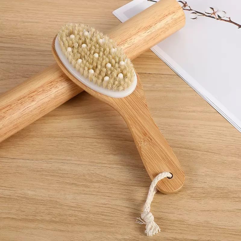 Agirlvct Dry Body BrushBamboo Handle with Natural Boar Bristle Exfoliating Shower BrushDetoxifying Body Exfoliator for Skin RenewalBrushing Tool for Gentle Detox SpaLike ExfoliationSweeps Away Dead Skin - Image 4