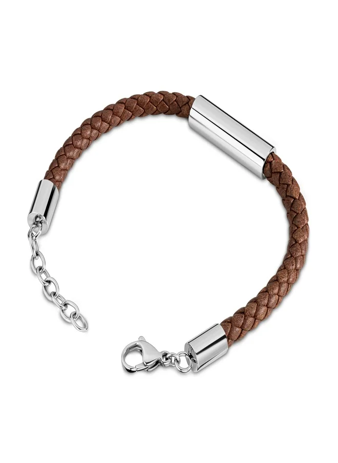 Timberland Timberland Baxter Lake Brown Leather Bracelet For Men With Lobster Claw-TDAGB0001802