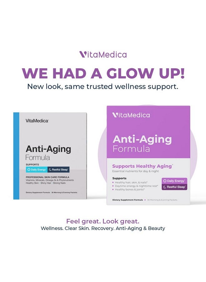 VitaMedica Anti-Aging Formula 4-in-1 Health and Beauty Supplement | Anti Aging Supplement for Women and Men | Healthy Hair, Skin, and Nails | Natural Energy & Restful Sleep | 30 AM & PM Packets - Image 2