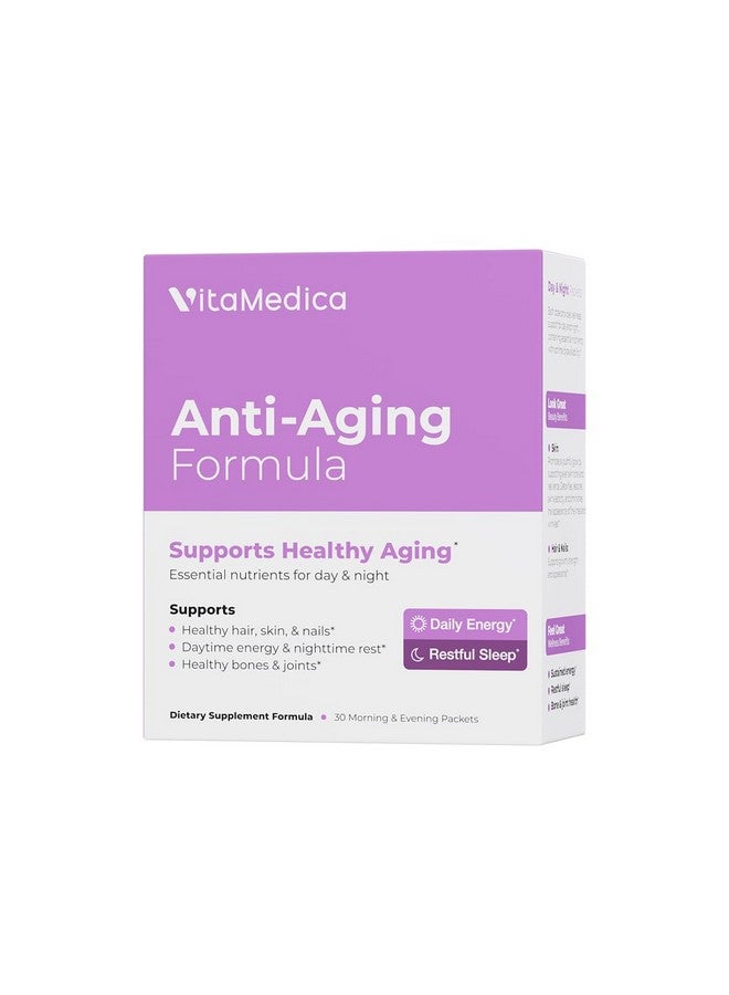 VitaMedica Anti-Aging Formula 4-in-1 Health and Beauty Supplement | Anti Aging Supplement for Women and Men | Healthy Hair, Skin, and Nails | Natural Energy & Restful Sleep | 30 AM & PM Packets - Image 1