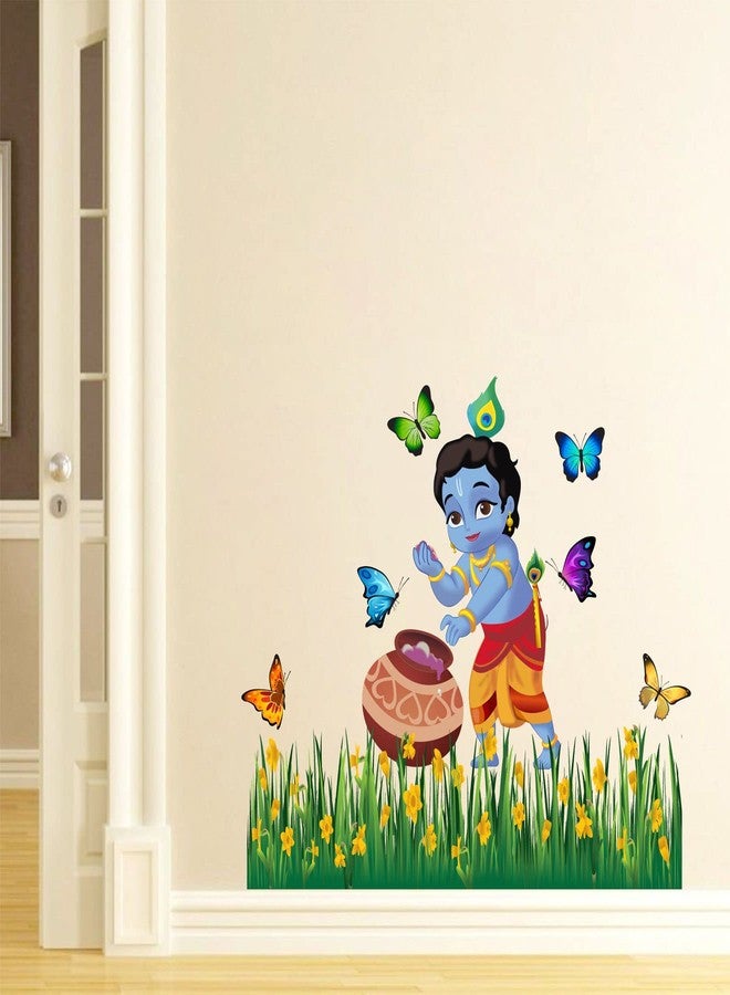Sticker Yard Bal Krishna Butterflies Decor Kids Room Decor, Hall Decor, Kitchen Decor, Living Room Decor,Bedroom Decor, Vinyl Multicolor Wall Stickers (Standard Size 76X53CM) - Image 2
