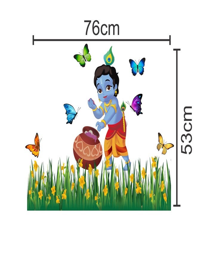 Sticker Yard Bal Krishna Butterflies Decor Kids Room Decor, Hall Decor, Kitchen Decor, Living Room Decor,Bedroom Decor, Vinyl Multicolor Wall Stickers (Standard Size 76X53CM) - Image 3