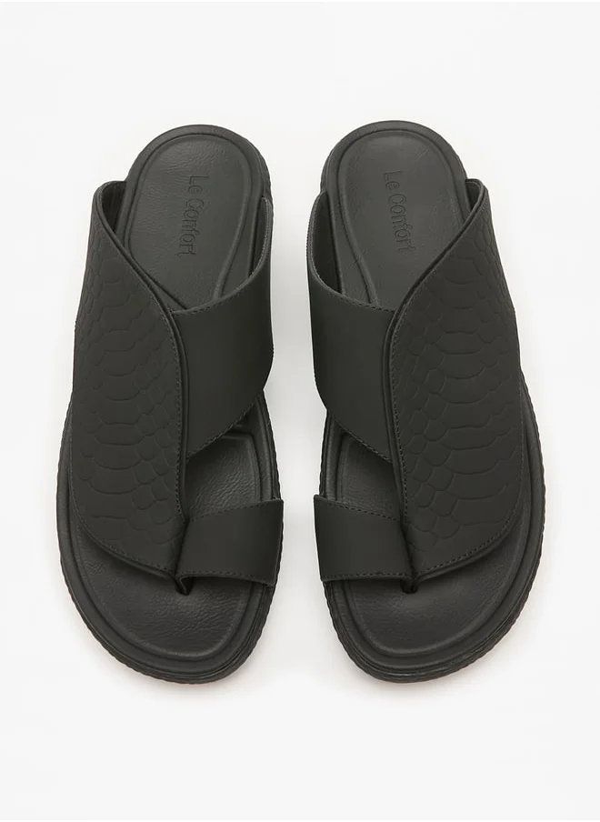 لو كونفورت Men's Textured Slip-On Arabic Sandals