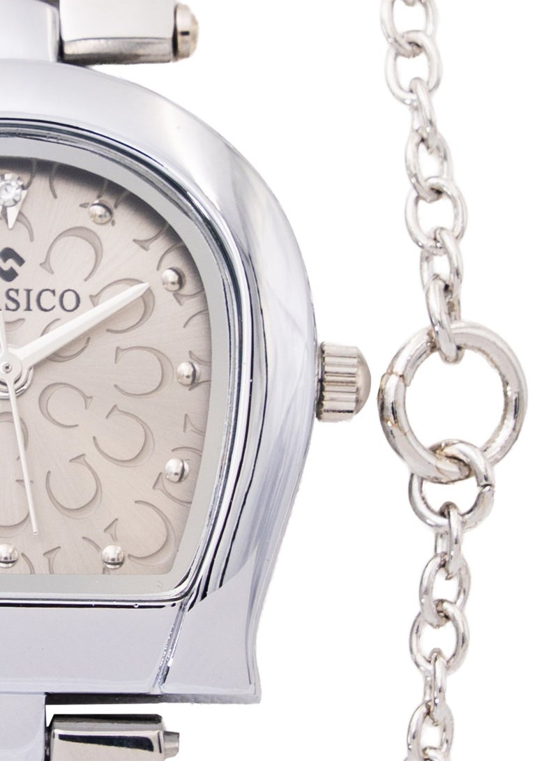 Clasico Amarielle Women Premium Designer Analog Watch 30mm – Silver Tone – Chain Strap - Image 3