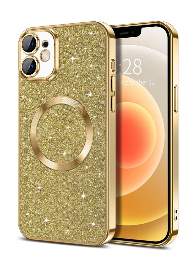 ShebSheb iPhone 12 Case Glitter, Clear Magnetic Phone Cases with Camera Lens Protector [Compatible with MagSafe] Bling Sparkle Plating Soft TPU Slim Shockproof Protective Cover Women Girls  - Image 1