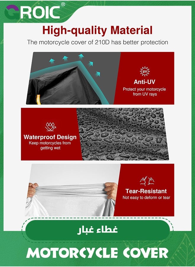 GROIC Motorcycle Cover, All Season Durable Waterproof Outdoor Protection Scooter Cover,Reflective Tape Lock-Holes Motorcycle Cover(Orange)  - Image 3