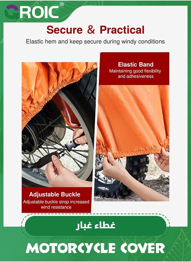 GROIC Motorcycle Cover, All Season Durable Waterproof Outdoor Protection Scooter Cover,Reflective Tape Lock-Holes Motorcycle Cover(Orange)  - Image 4