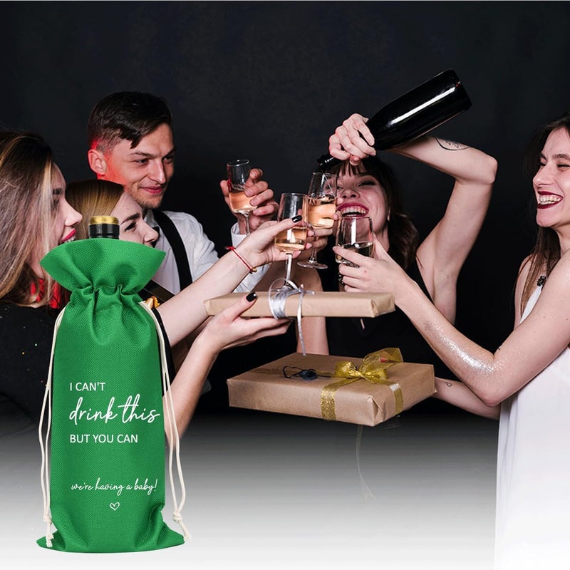 XFW Green I Cant Drink This But You Can Pregnancy Announcement for Grandparents Aunt Parents New Mom Dad Pregnancy Announcement Wine Bag - Image 5