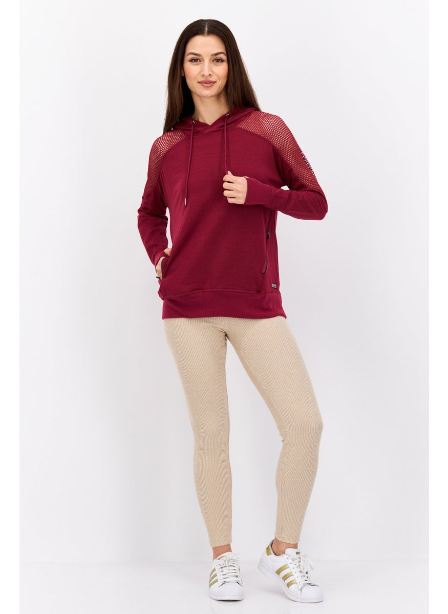 NINE WEST Women Sportswear Fit Training Hoodie, Maroon  - Image 4