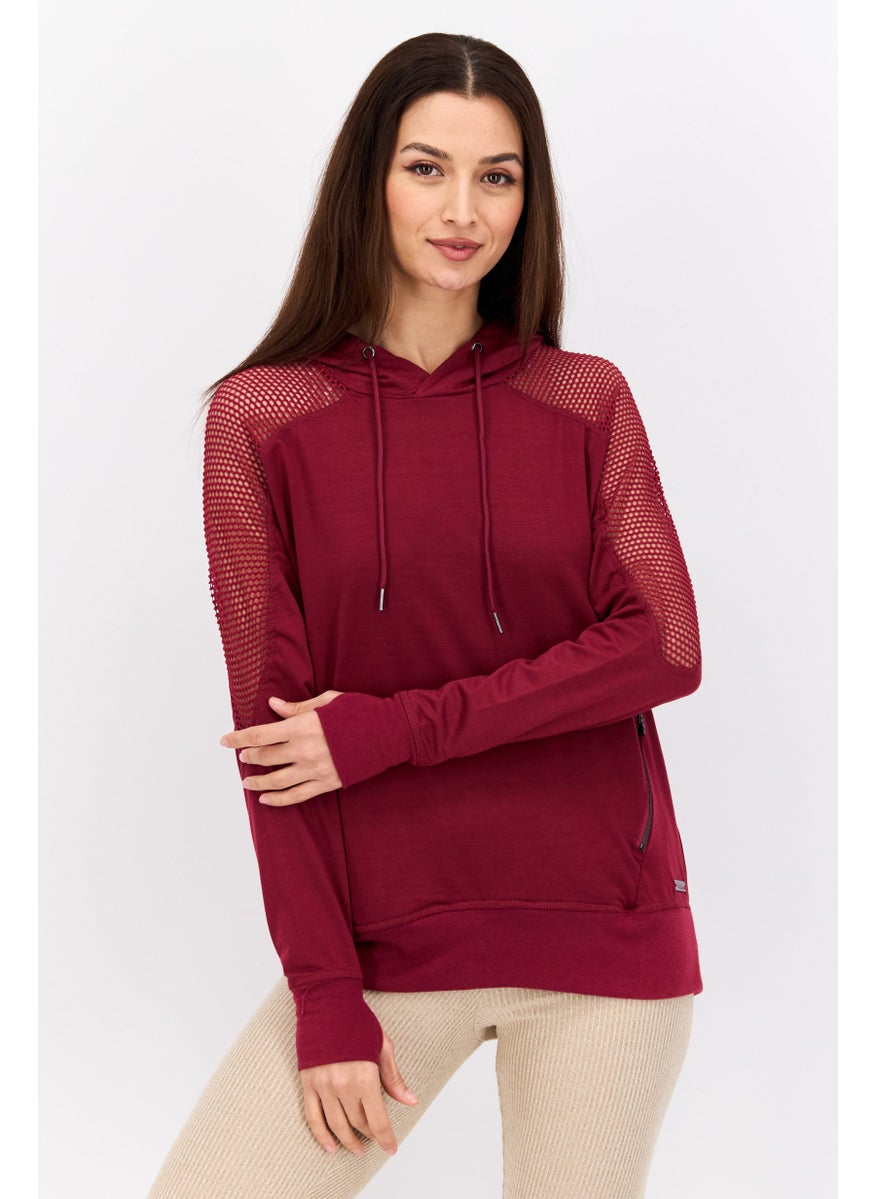NINE WEST Women Sportswear Fit Training Hoodie, Maroon  - Image 1