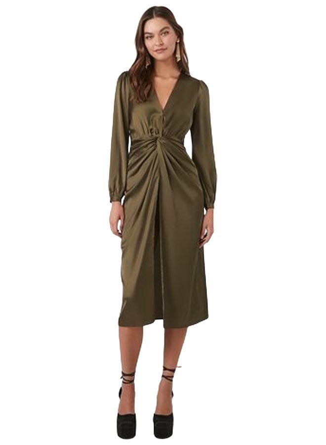 FOREVER 21 Satin Twist-Front Midi Dress - Image 1