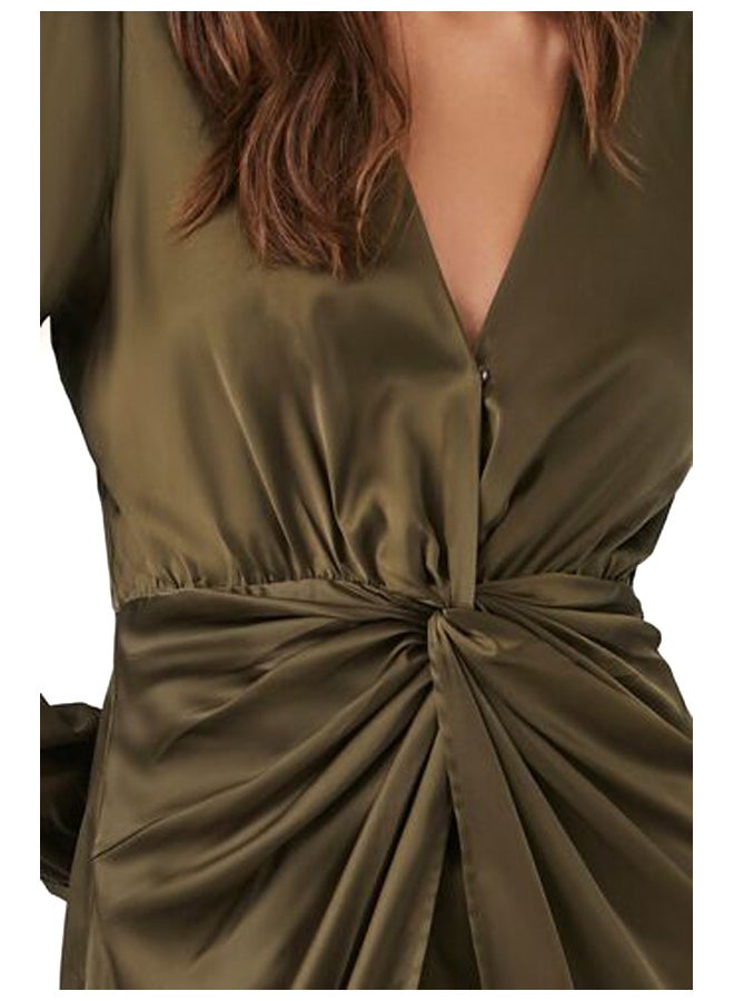 FOREVER 21 Satin Twist-Front Midi Dress - Image 2