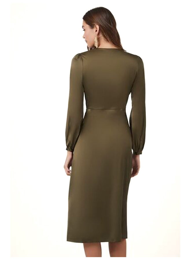 FOREVER 21 Satin Twist-Front Midi Dress - Image 5