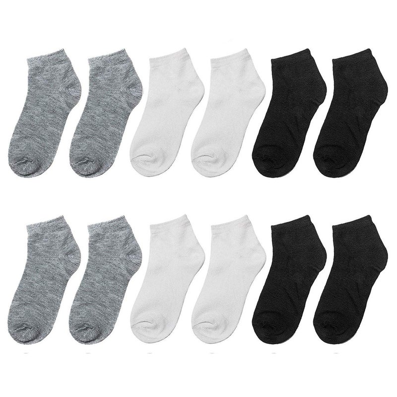 Falari 12 Pairs Boy Kids Cotton Socks 24 Black Grey White