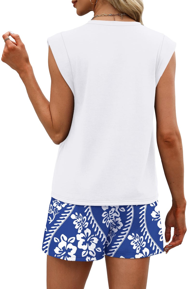 WIHOLL Travel Outfits for Women 2 Piece Short Set Summer Outfits for Women 2026 Two Piece Lounge Sets Beach Fashion Business Casual Outfits Womens Clothes Pajamas Spring Break XL - Image 5