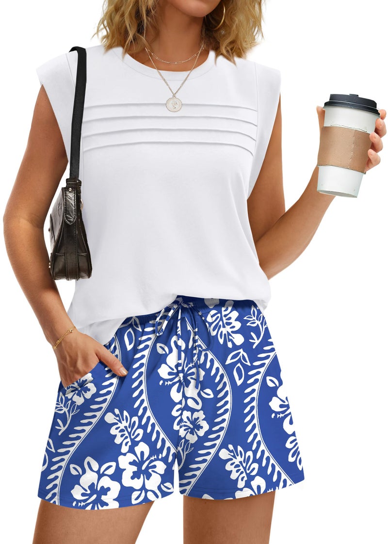 WIHOLL Travel Outfits for Women 2 Piece Short Set Summer Outfits for Women 2026 Two Piece Lounge Sets Beach Fashion Business Casual Outfits Womens Clothes Pajamas Spring Break XL - Image 1