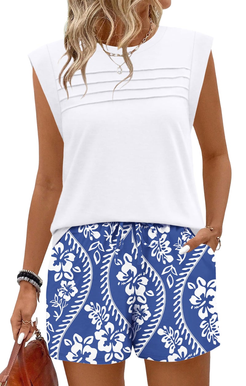 WIHOLL Travel Outfits for Women 2 Piece Short Set Summer Outfits for Women 2026 Two Piece Lounge Sets Beach Fashion Business Casual Outfits Womens Clothes Pajamas Spring Break XL - Image 2