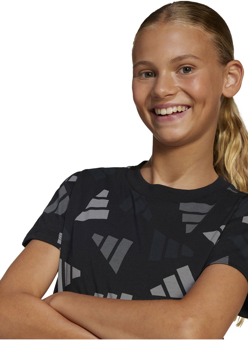 Adidas - Youth Seasonal Essentials Logo Celebration Crop T-Shirt - Image 1