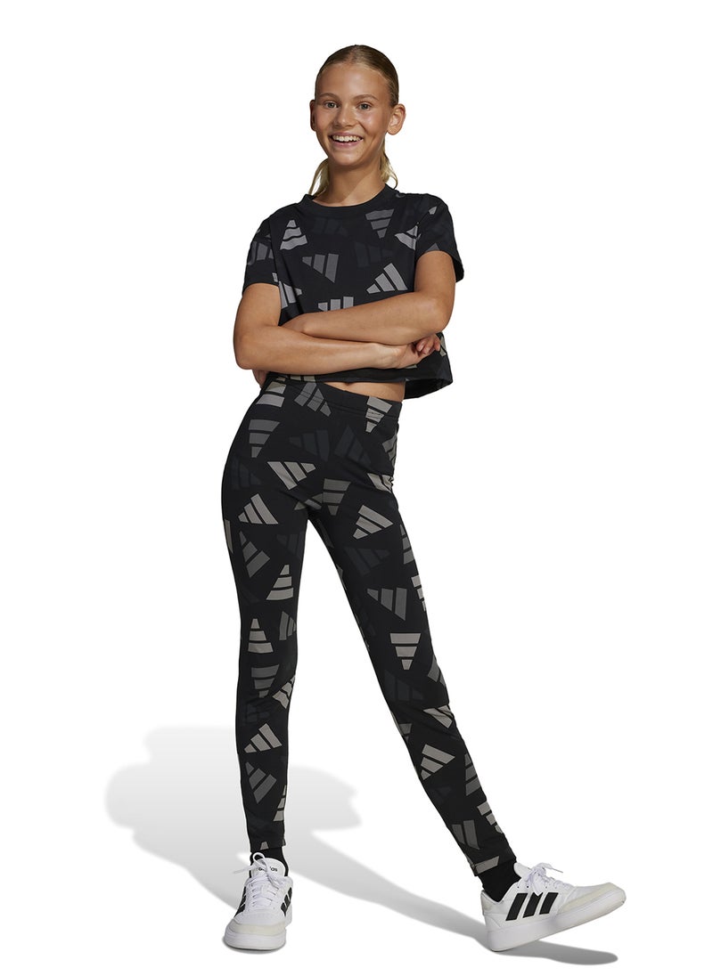Adidas - Youth Seasonal Essentials Logo Celebration Crop T-Shirt - Image 1
