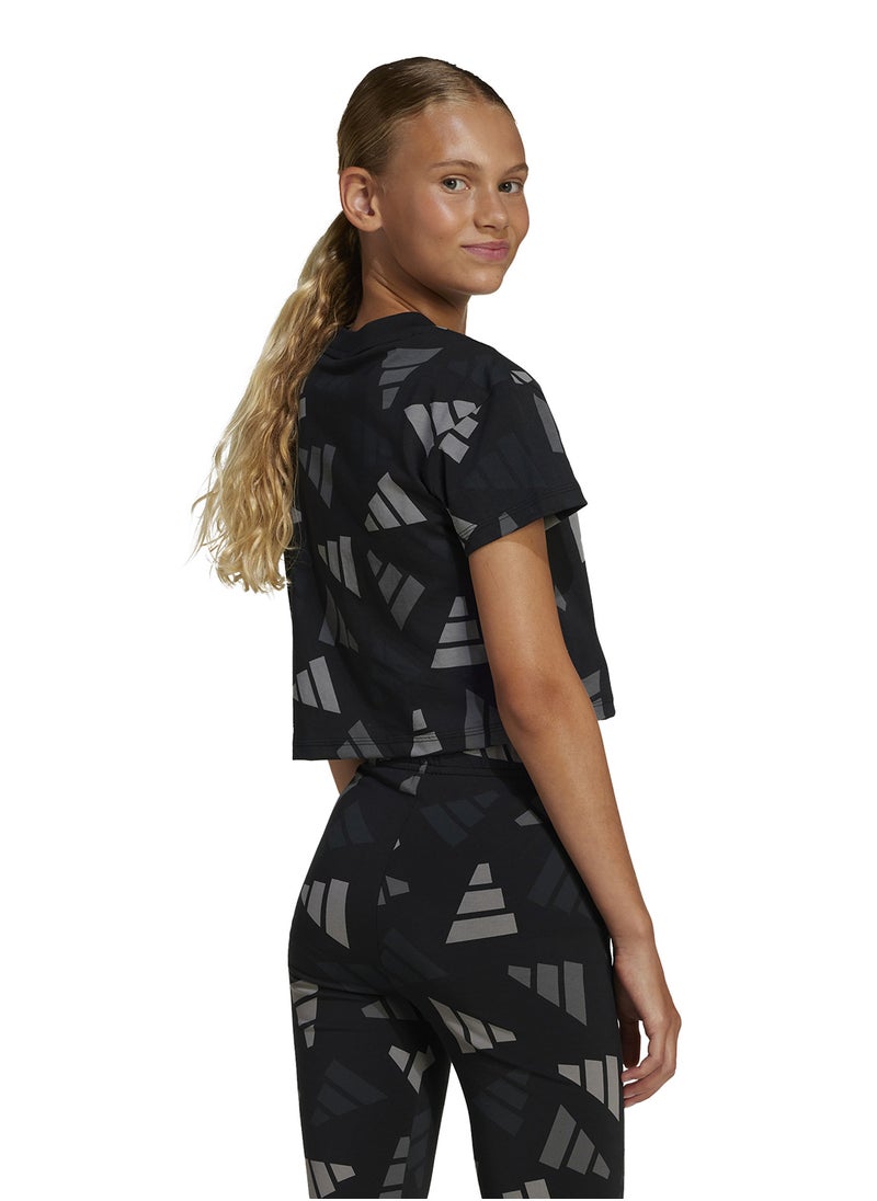 Adidas - Youth Seasonal Essentials Logo Celebration Crop T-Shirt - Image 1