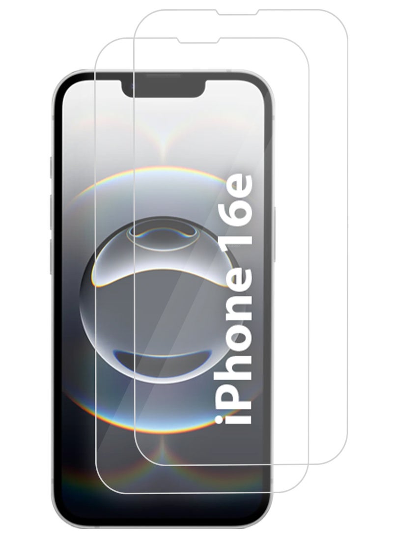 MUDISO iPhone 16e Screen Protector Clear 2 Pack Tempered Glass Film, Case Friendly, 9H Hardness Clear-2 - Image 2