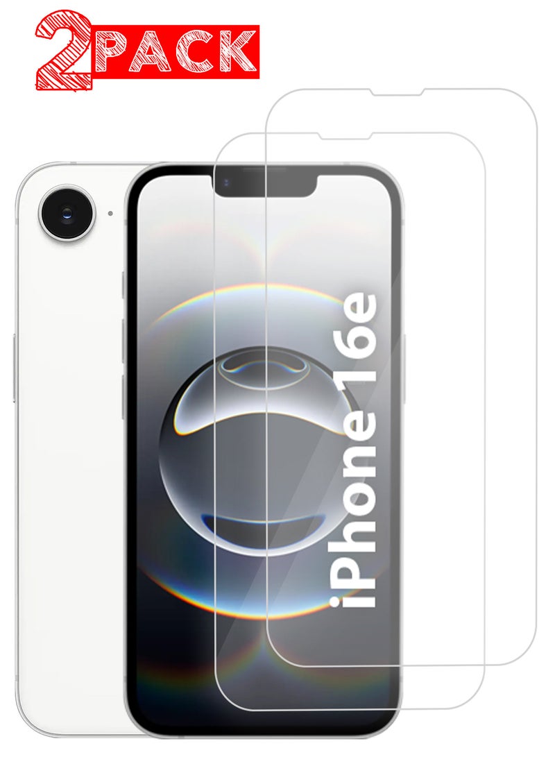MUDISO iPhone 16e Screen Protector Clear 2 Pack Tempered Glass Film, Case Friendly, 9H Hardness Clear-2 - Image 1