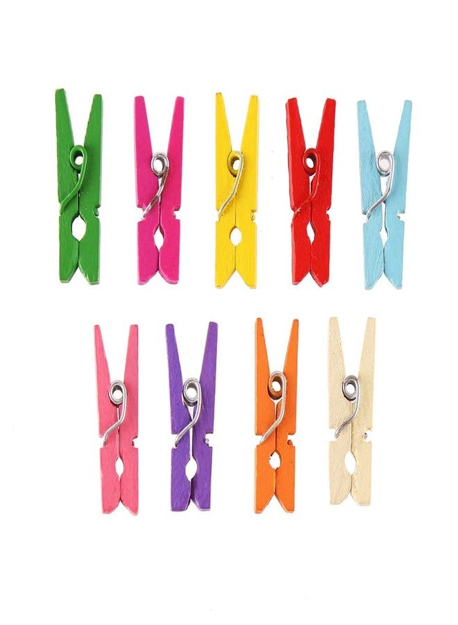 Prescent 4 cm Wooden Mini Clothespin 100 pc Photo Paper Clips for Crafts, Decoration and DIY Projects Multicolor (Pack of 100, Multicolor) - Image 4